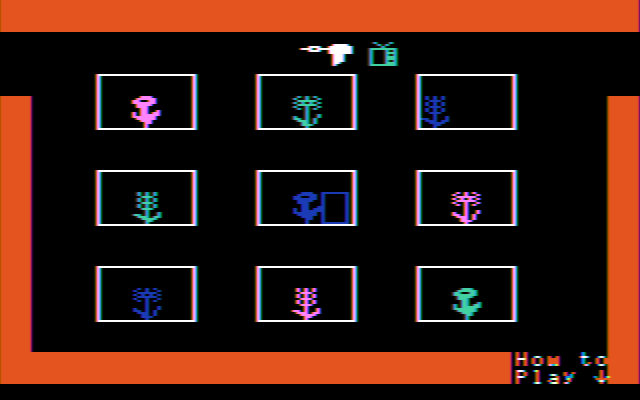 Gertrude's Puzzles (DOS) screenshot: Box puzzle, using an alternate set of shapes (CGA w/composite monitor)