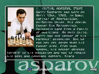 Virtual Kasparov (PlayStation) screenshot: Biography.