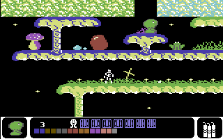Klemens (Commodore 64) screenshot: On the mushroom