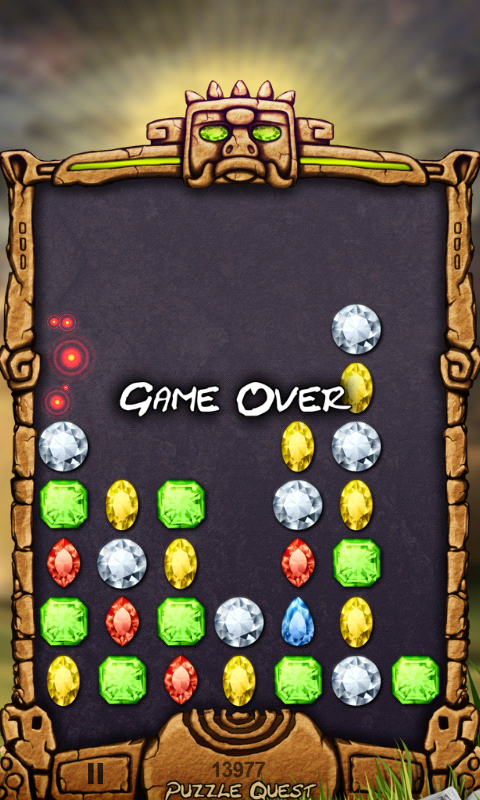 Tap Jewels (Android) screenshot: Game over - no more moves