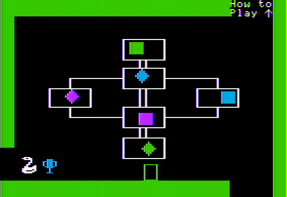 Gertrude's Puzzles (Apple II) screenshot: A trophy is flown in by special delivery.