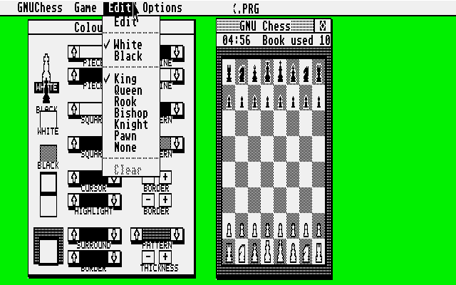 GNU Chess (Atari ST) screenshot: (v4.0) Playing in medium resolution