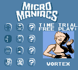Micro Maniacs (Game Boy Color) screenshot: Character selection.