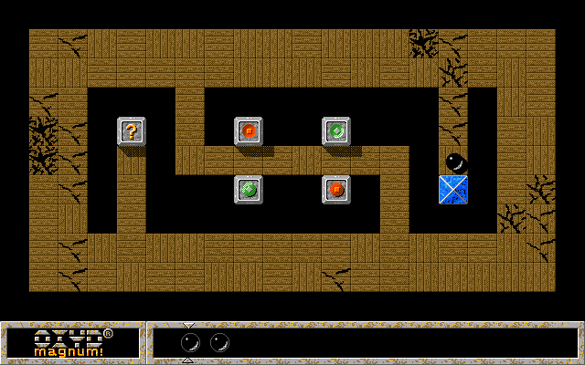 Oxyd magnum! (DOS) screenshot: Level 4: destructible floors - watch where you roll!