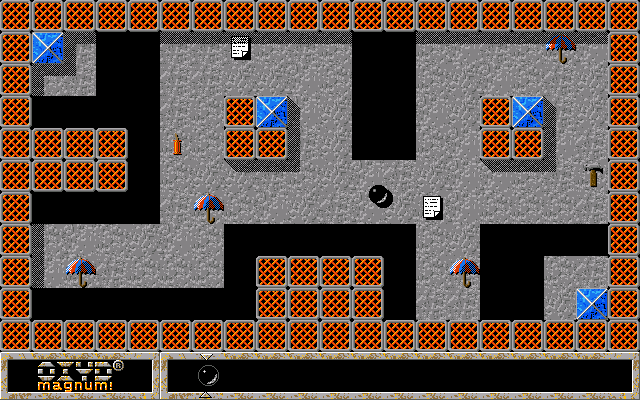 Oxyd magnum! (DOS) screenshot: Level 3: collect those little written notes for hints.