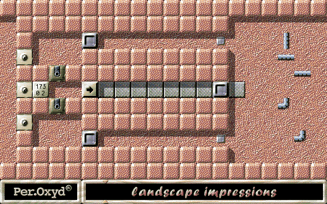 Oxyd 2 (DOS) screenshot: Is that a pipe puzzle?