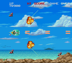 Darius Twin (SNES) screenshot: Blasting enemies on the first stage