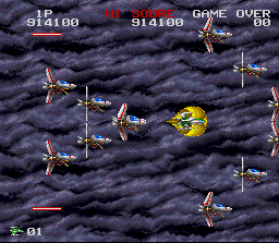 Darius Twin (SNES) screenshot: Caught in a swarm of enemies...