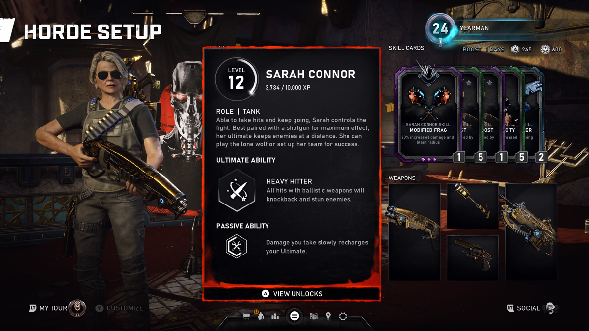 Gears 5: Terminator Dark Fate - Character Pack (Xbox One) screenshot: Sarah Connor's role and abilities