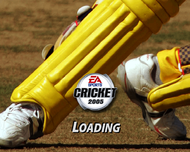 Cricket 2005 (PlayStation 2) screenshot: After the company logos the game displays its title / load screen. There is no animated introduction to this game
