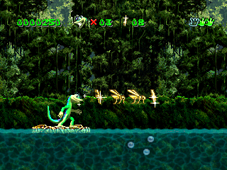 Gex (PlayStation) screenshot: raft