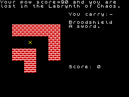 Broodslayer (ZX Spectrum) screenshot: Exploring the Labyrinth of Chaos