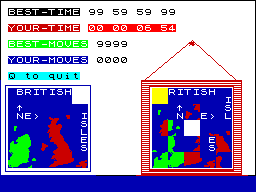 Rainy Day (ZX Spectrum) screenshot: Puzzle: Map of the UK and Itreland