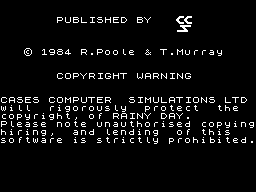 Rainy Day (ZX Spectrum) screenshot: Loading Screen