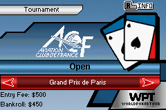 World Poker Tour (Game Boy Advance) screenshot: Career - Tournament Mode