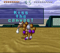 Ballz 3D: Fighting at its Ballziest (SNES) screenshot: Got you in a hold