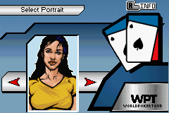 World Poker Tour (Game Boy Advance) screenshot: Career mode - Select Portrait