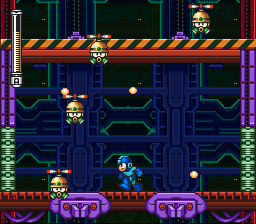 Mega Man 7 (SNES) screenshot: Going down in a lift