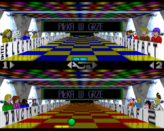 Ace Ball (Amiga) screenshot: Ball goes bigger when closing to the pads