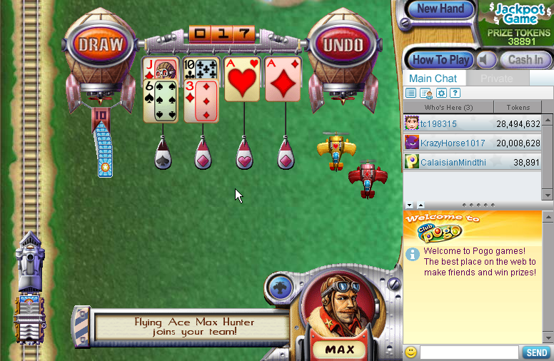 Aces Up! (Browser) screenshot: This happens every time an ace is moved to an empty column.