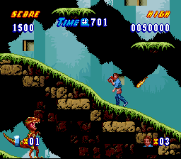 Home Improvement: Power Tool Pursuit (SNES) screenshot: Dinosaur below you