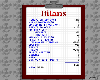 Mistrz Polski '96 (Amiga) screenshot: Financial summary