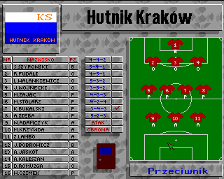 Mistrz Polski '96 (Amiga) screenshot: Tactics selection