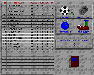 Mistrz Polski '96 (Amiga) screenshot: Training
