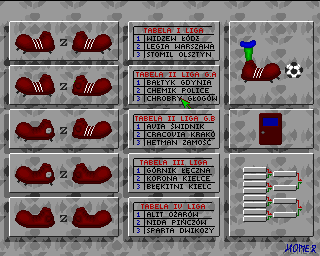 Mistrz Polski '96 (Amiga) screenshot: Tables menu