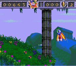 Izzy's Quest for the Olympic Rings (SNES) screenshot: Your flying