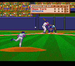 HardBall III (SNES) screenshot: Ball is pitched