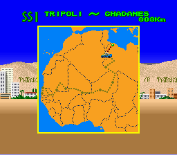 Jaleco Rally: Big Run - The Supreme 4WD Challenge (SNES) screenshot: Route to the finish
