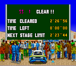 Jaleco Rally: Big Run - The Supreme 4WD Challenge (SNES) screenshot: Stage one result