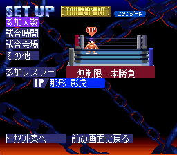 Jikkyō Power Pro Wrestling '96: Max Voltage (SNES) screenshot: Set Up