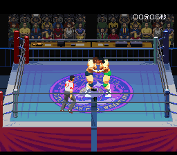 Jikkyō Power Pro Wrestling '96: Max Voltage (SNES) screenshot: Grappling each other