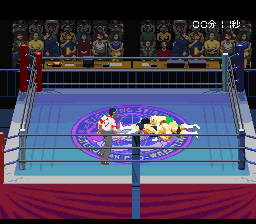 Jikkyō Power Pro Wrestling '96: Max Voltage (SNES) screenshot: On the canvas