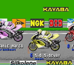 Kawasaki Superbike Challenge (SNES) screenshot: The starting grid