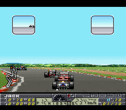 F1 Pole Position 2 (SNES) screenshot: Try not to hit the cars in front