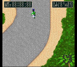 Kawasaki Caribbean Challenge (SNES) screenshot: Taking a bend