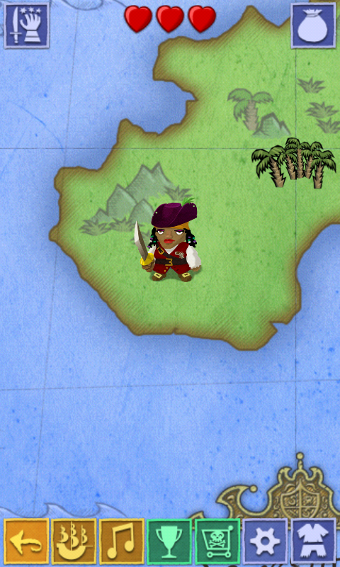 Scurvy Scallywags (Android) screenshot: Ending up at the first island