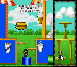 Mario's Early Years: Preschool Fun (SNES) screenshot: Something cold?