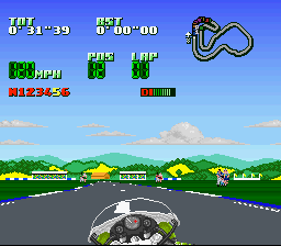 Kawasaki Superbike Challenge (SNES) screenshot: People on the side of the track?