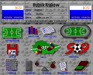 Mistrz Polski '96 (Amiga) screenshot: Main menu