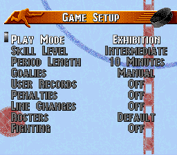 NHL 97 (SNES) screenshot: Game Setup