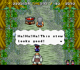 Pocky & Rocky 2 (SNES) screenshot: The end of stage boss