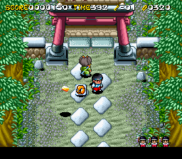 Pocky & Rocky 2 (SNES) screenshot: A Ninja has joined you