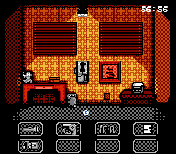 NEScape! (NES) screenshot: Another room. Is the picture of kid important or just decorative? What about the statue, the phone and the typewrite? Maybe all of them are, or perhaps none of them.