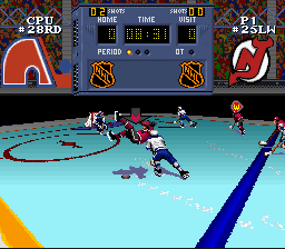 NHL Stanley Cup (SNES) screenshot: Knocked in the air