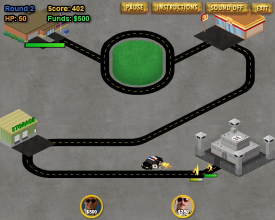 Reno 911 Excessive Force (Browser) screenshot: Level 2: new policeman available to buy