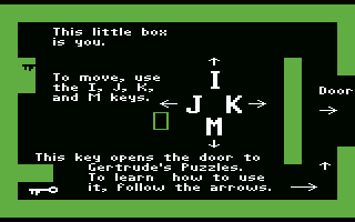 Gertrude's Puzzles (Commodore 64) screenshot: The game starts with a tutorial.